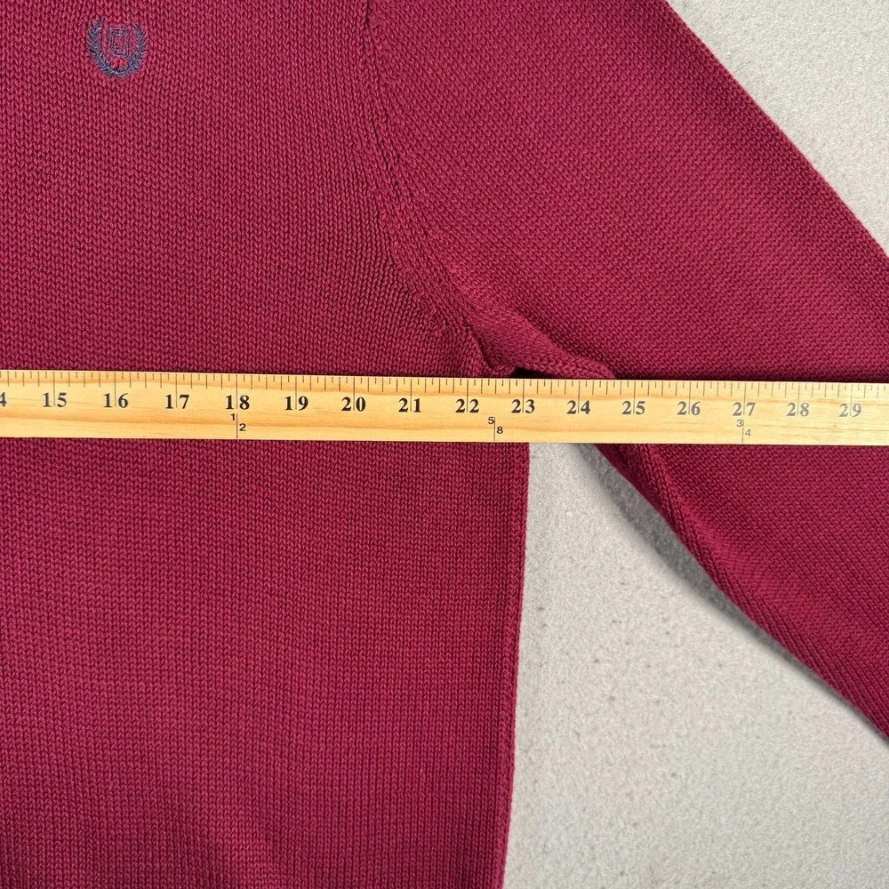 Chaps Iconic Crew Knit‎ Sweater Mens XL Wine Red Crest Comfort Grandpa Trendy